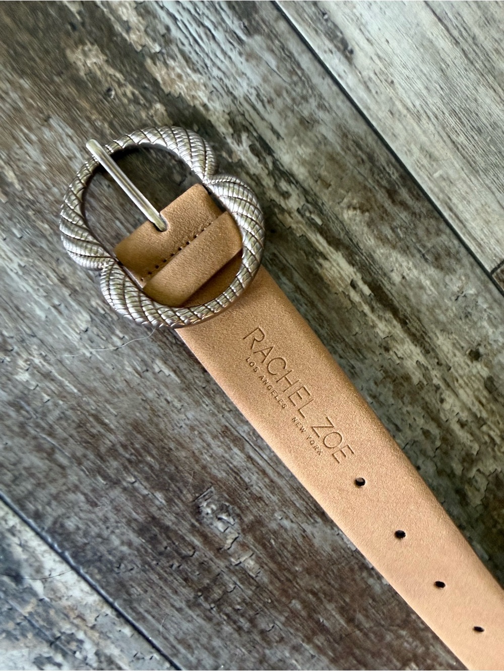 2 for $20 sale: Rachel Zoe tan suede belt distinctive twisted silver buckle